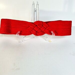 Vintage 80s Red Woven Belt M/L Bold Knot Waist Belt Made in Taiwan